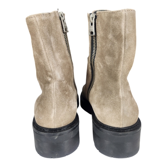 Allsaints Dusty Suede Combat Boots Women Size 8 Light Gray Lace Up Cap Toe - Picture 6 of 11